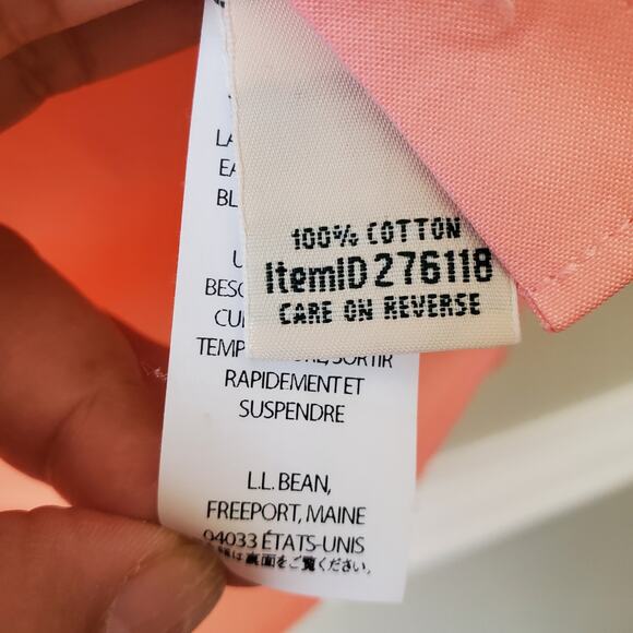 LL Bean Women Wrinkle Resist Salmon Pink Shirt XXS Preppy Career Coastal Crisp - Picture 3 of 7